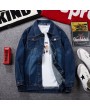 Autumn And Winter Men's Large Size Denim Jacket Wide Prednisone Plus Fertilizer To Increase The Large Size Men's Fashion