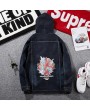Large Size Men's Autumn and Winter Men's Hooded Denim Jacket Printing Stretch Men's Jacket
